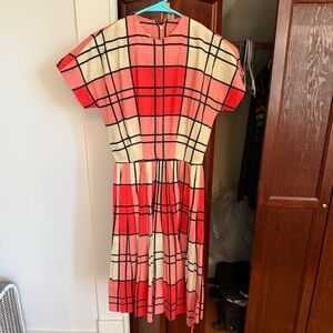BOGO Mr. Eddie Plaid Midi Dress in Red and Cream